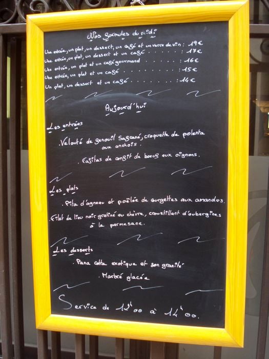 Chalkboard menu in France