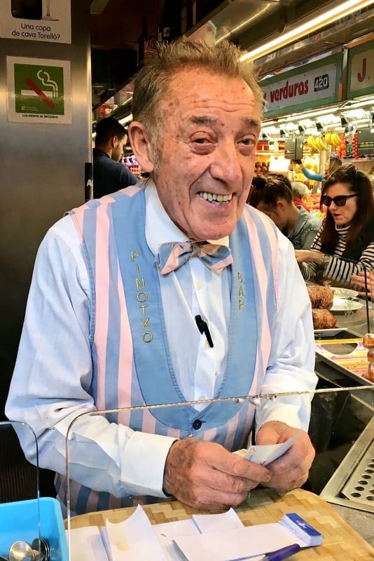 Juanito at Bar Pinotxo in La Boqueria Market