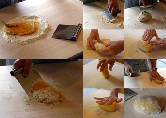 Kneading the pasta dough