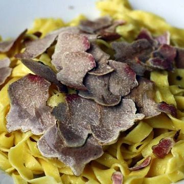 Homemade pasta with white truffles