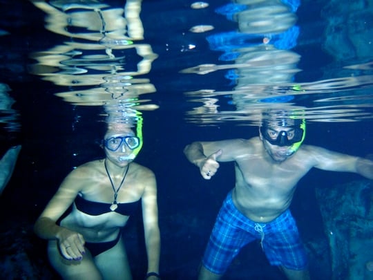 Snorkeling in a cenote