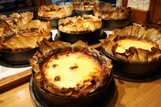 Spanish cheesecake at a San Sebastián pintxos bar