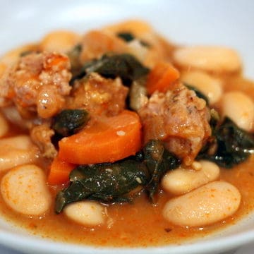 Chorizo and white bean stew with Spinach