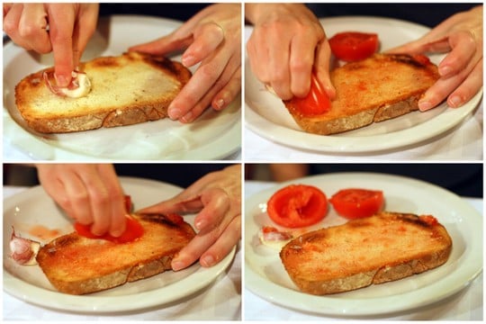 Pan con tomate, traditional Catalan food in Barcelona