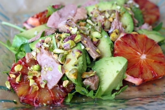 Spanish tuna belly, blood orange and avocado salad.