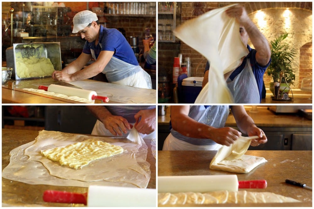 making phyllo dough in athens food tour