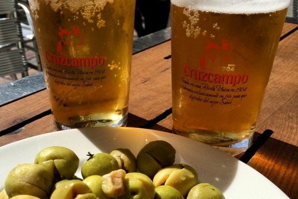 gourmet seville - olives and beer