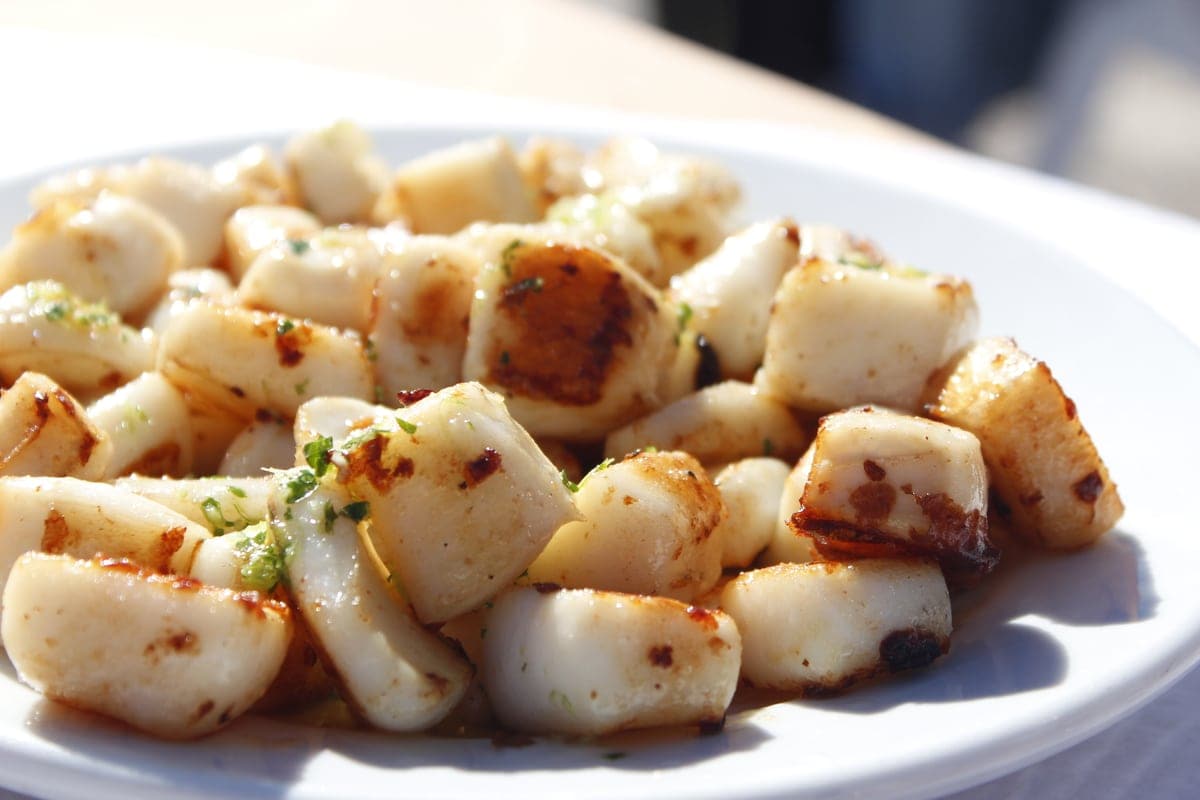 Fresh fish like this grilled squid is also part of a Mediterranean Diet