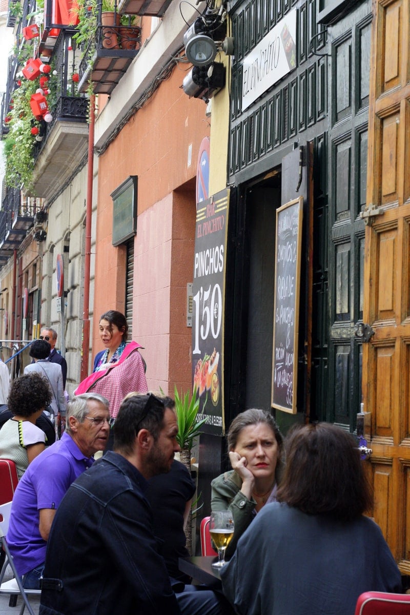 Enjoying drinks on a Madrid terrace bar.