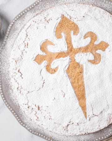 Spanish almond cake with cross of Saint James