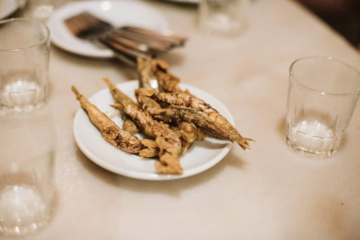 Plate of fried anchovies