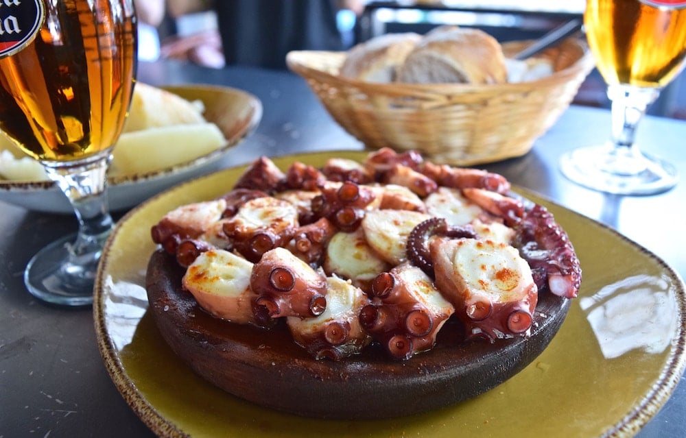 Best Bites in La Coruña, octopus in La Coruña Spain.