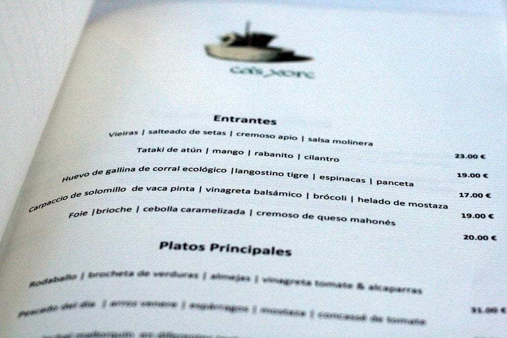 spanish breakfast menu examples