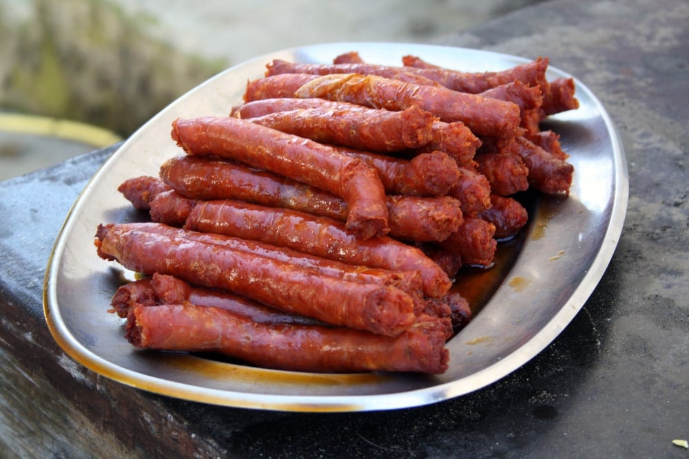 A heaping plate of fresh Spanish chistorra.