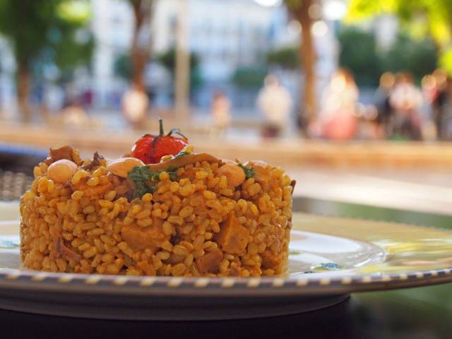 One of the places for vegetarian food in Malaga, Cañadú, serves a beautiful rice dish