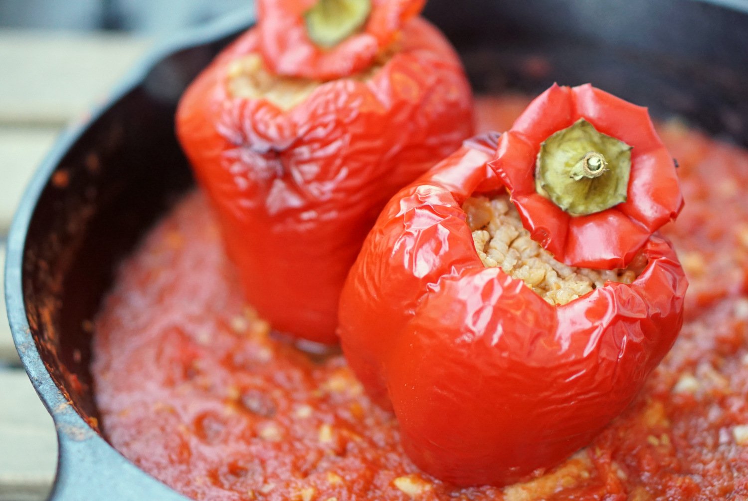 Easy Vegetarian Spanish Stuffed Peppers with Rice