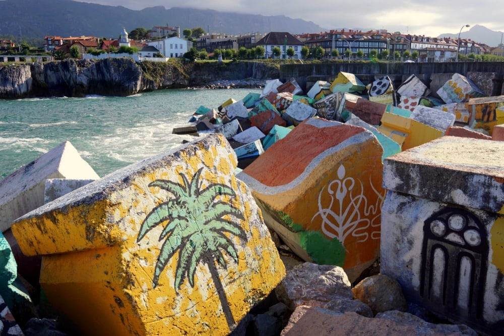 The famous painted rocks in Llanes, Asturias. 