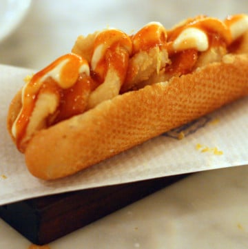 In Spain, anything can be stuffed into a sandwich, including squid! This bocadillo de calamares is a Madrid staple.