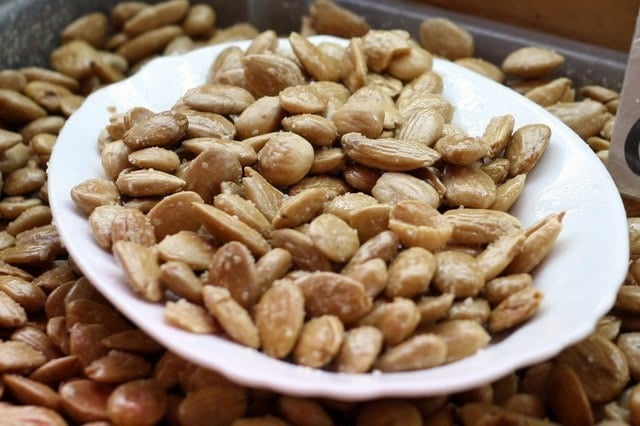 Fried, salted marcona almonds are one of the simpler typical tapas in Malaga, but they are just as delicious and flavorful!