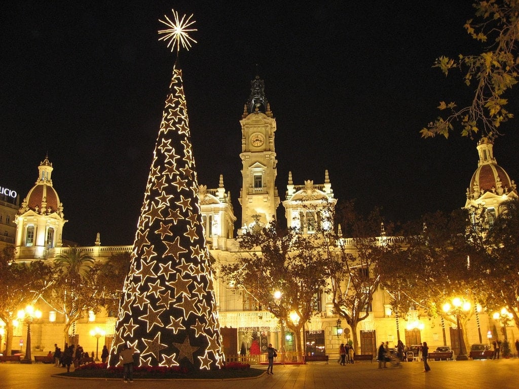 Valencia's City Hall at Christmas