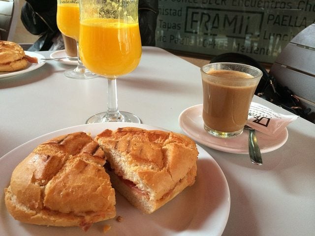 Not sure where to eat in Malaga's Historic Center for breakfast? Try Cafeteria Framil and have one of their "pitufo" toast sandwiches, the breakfast favorite among the locals.