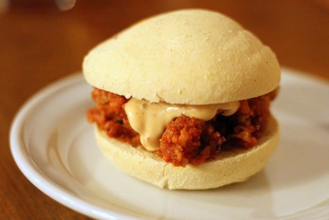 Dinner time? Wendy Gamba is on our list of where to eat in Malaga's historic center, and this is their delicious chorizo and cheese slider!