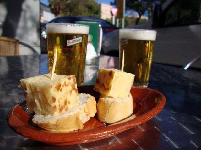 Having Tapas on a terrace in December: Just one of the things to do in Malaga at Christmas.