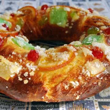 One of the best things to do in Malaga in January is celebrate Three Kings Day. This delicious Roscon de Reyes is the traditional cake. If you get a piece with the hard lima bean inside, it means you'll be footing the bill!