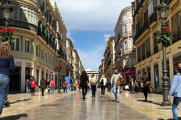 Calle Larios, the Main Shopping Street in Malaga. Another on our list of Where to Shop in Malaga