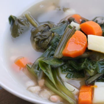 My vegetarian caldo Gallego recipe is the perfect white bean soup for winter!