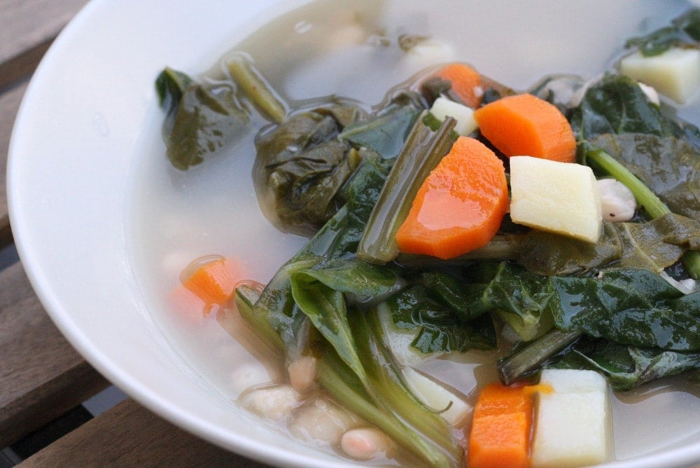 My vegetarian caldo Gallego recipe is the perfect white bean soup for winter!