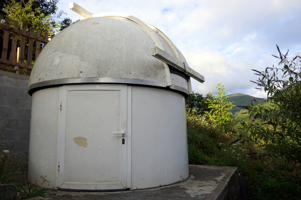 This giant telescope is part of staying in Munas de Arriba at a rural hotel in Asturias, Spain.