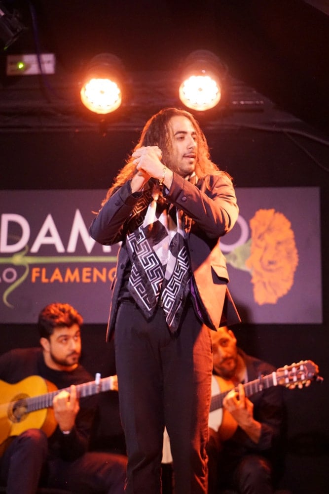 Watching a male flamenco dancer on a Madrid tapas and flamenco route.