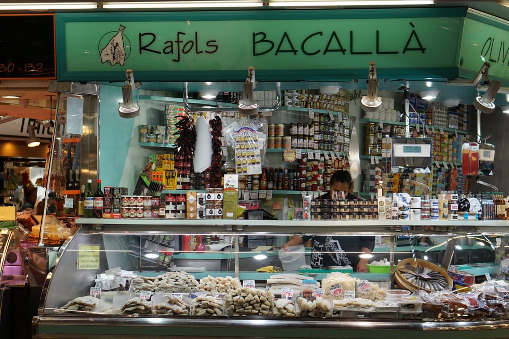 Salt cod in Barcelona, one of the typical foods in Barcelona.