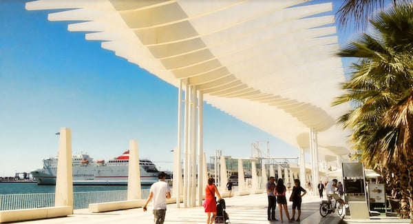 Taking a walk down by the harbor is one of the great free things to do in Malaga!