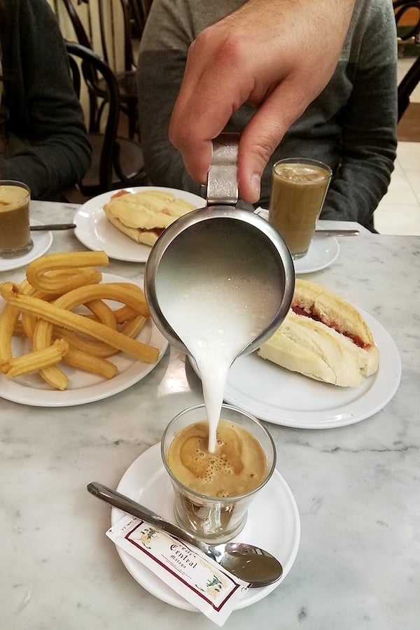 If you are wondering where to eat in Malaga, don't miss breakfast at Cafe Central - churros, "pitufo" and coffee - what more do you need?