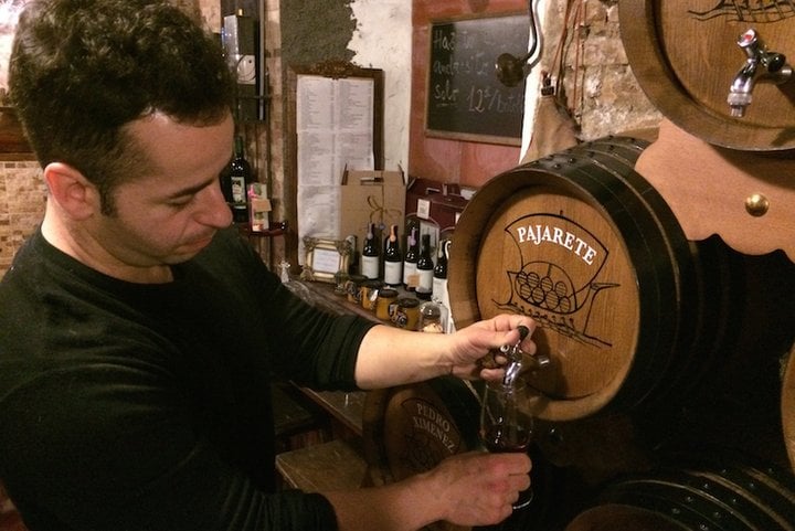 La Odisea is one of the best wine bars in Malaga; look at the barrels!