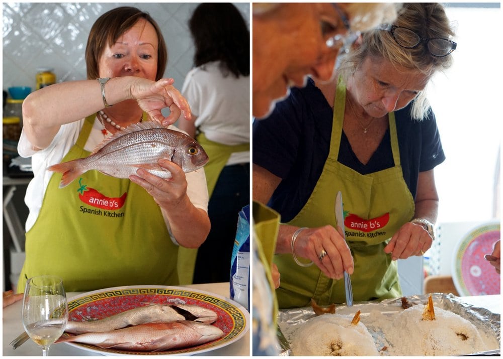 Whole fish cooked in a salt crust in Spain.