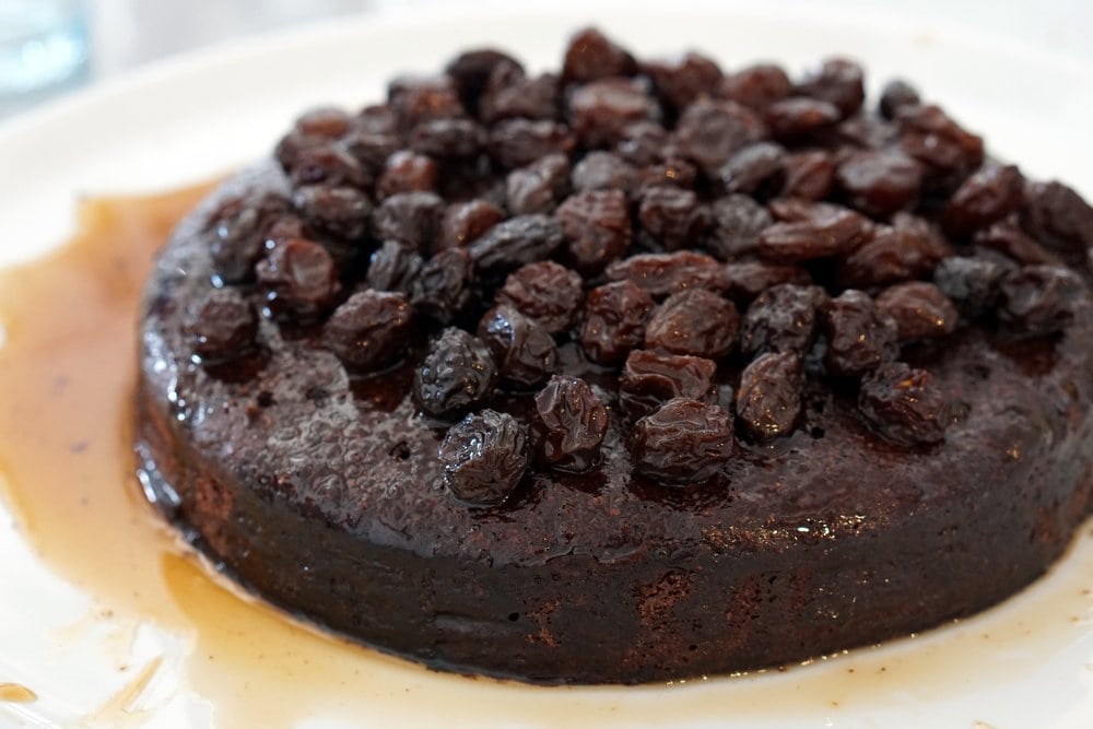 A delicious and moist cake topped with Pedro Ximenez infused raisins! 