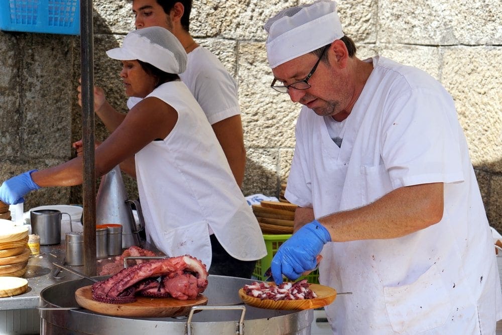 Polpo (octopus!) at the Santiago market. Galicia.