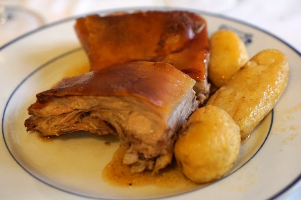 Suckling pig at Botin Restaurant - best cochinillo in Madrid