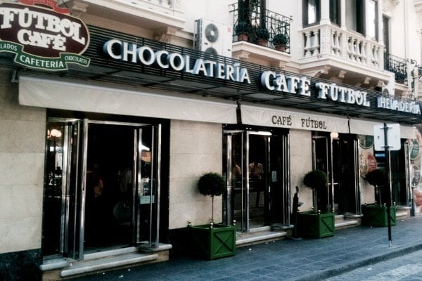 One of the best spots for churros in Granada is Cafe Futbol. The churros are great, but the chocolate is among the best in town.