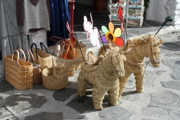 These hand woven straw items are just a few of many unique souvenirs in Granada and can brighten up your home.