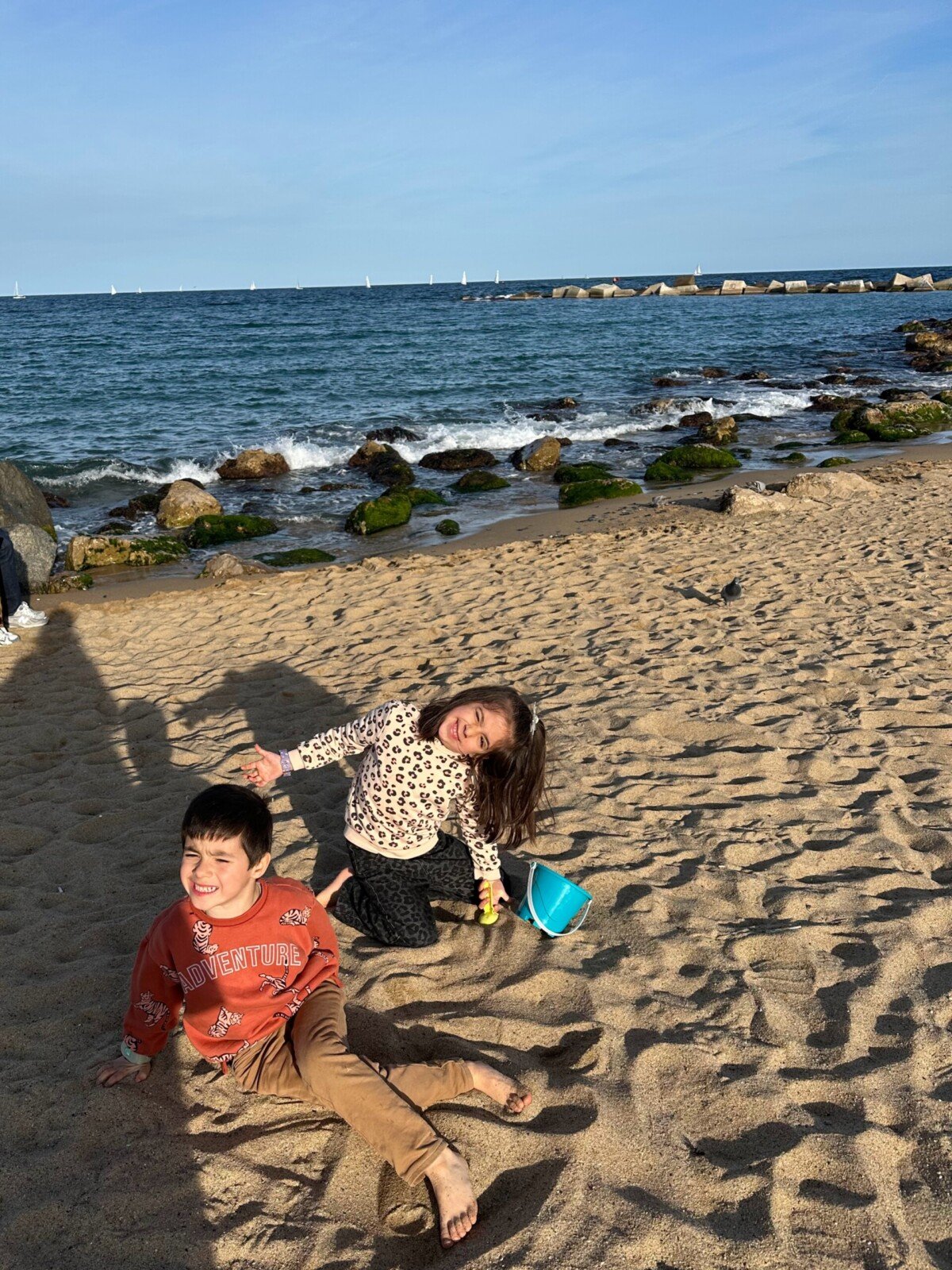 Kids on Barceloneta beach.