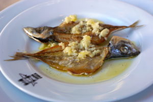 Delicious "carapau" in Nazaré; traditional Portuguese food