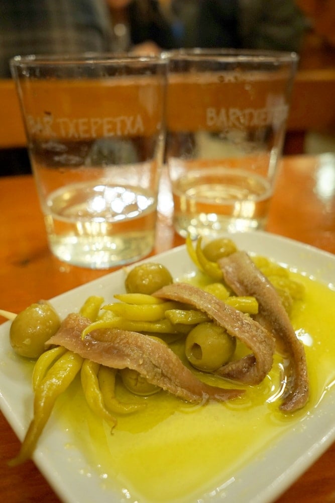 where to eat in San Sebastian: San Sebastian Pintxos Tour 1 anchovies