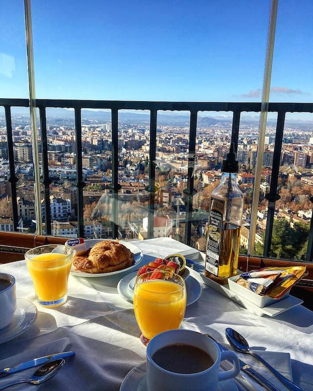 One of our favorite family-friendly hotels in Granada, Hotel Arabeluj, has some of the best views in the city!