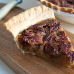A delicious slice of pecan pie, spiked wth nutty oloroso sherry! The best pecan pie recipe I've tried.