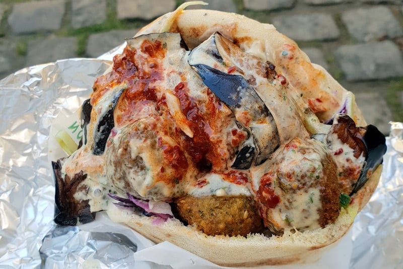 The delicious (and enormous!) falafel at L'As du Fallafel in Paris