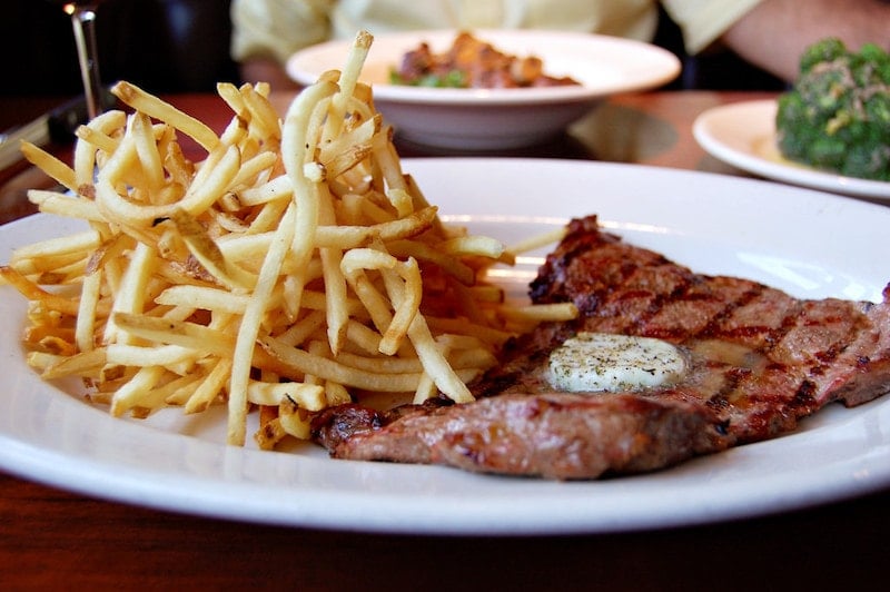 Delicious steak frites in Paris. 